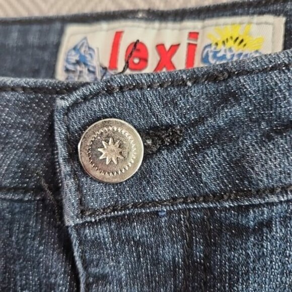 Lexi Jeans Women's Size 14 Dark Blue Boot Cut White Bling Embroidered Pocket - Picture 12 of 16